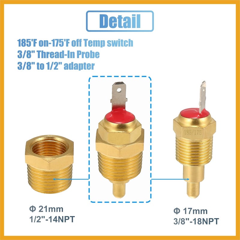 Partuto Dual Electric Fan Relay Kit with Thermostatic Sensor Switch 185 on 175 Off 40A Radiator Electric Cooling Fan Wiring Install Kit Waterproof Automotive Fan Wiring Kit Controller Replacement - Image 5
